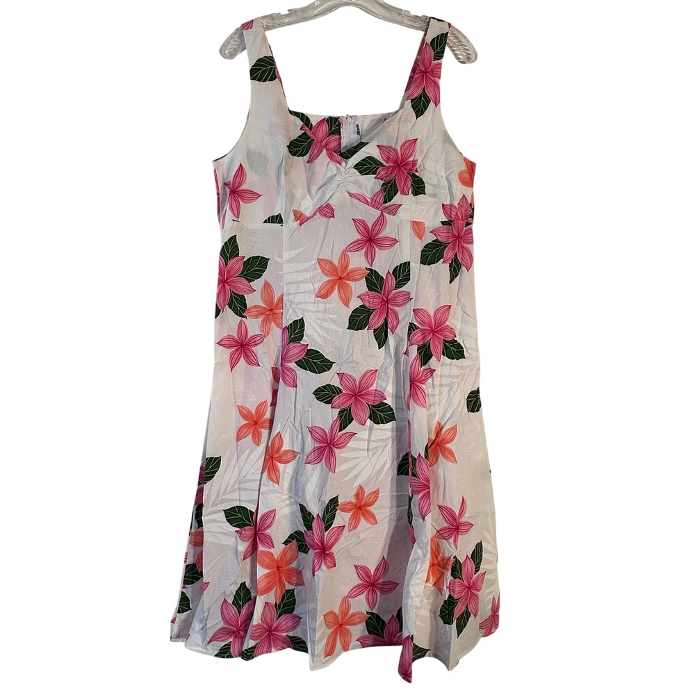 Pacific Legend Apparel Hawaiian Floral Sun Dress Pink Orange Cotton 2XL Hawaii